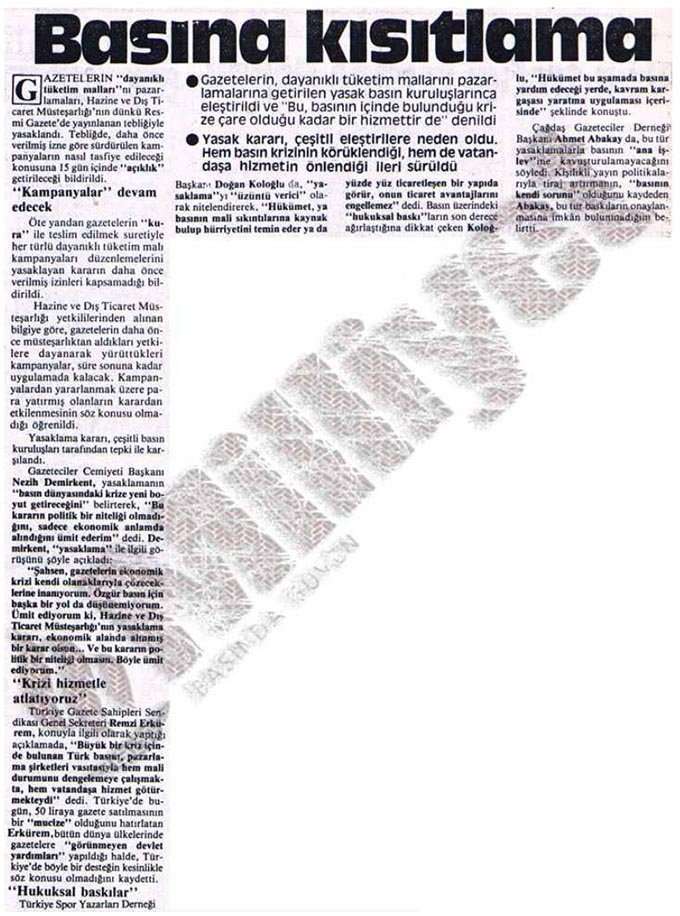 Basına kısıtlama