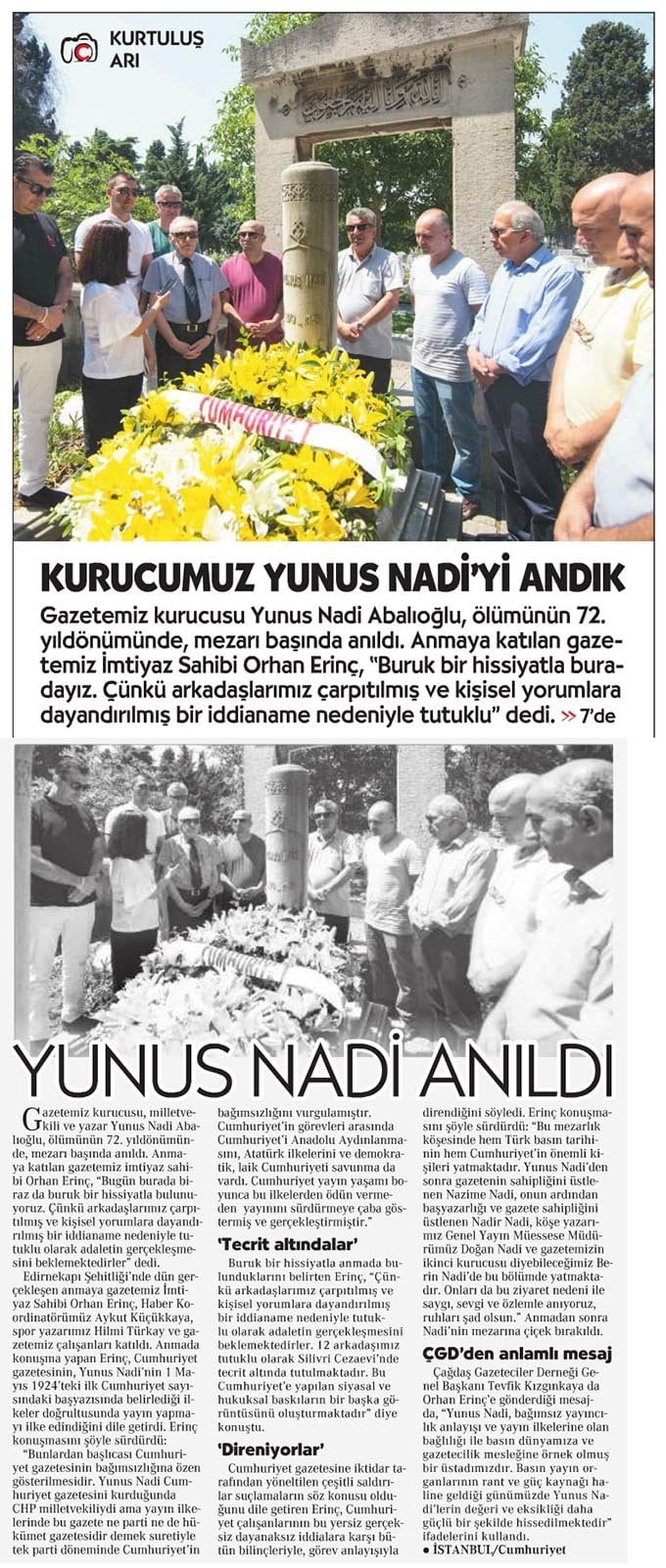 Kurucumuz Yunus Nadi’yi andık