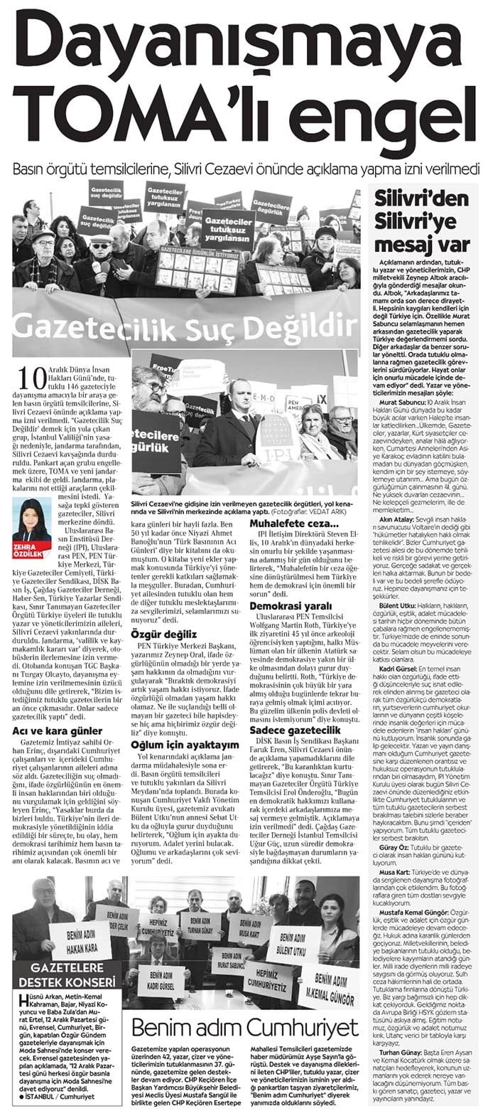 Dayanışmaya TOMA’lı engel