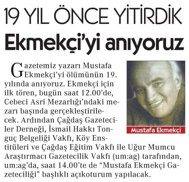 Ekmekçi’yi anıyoruz