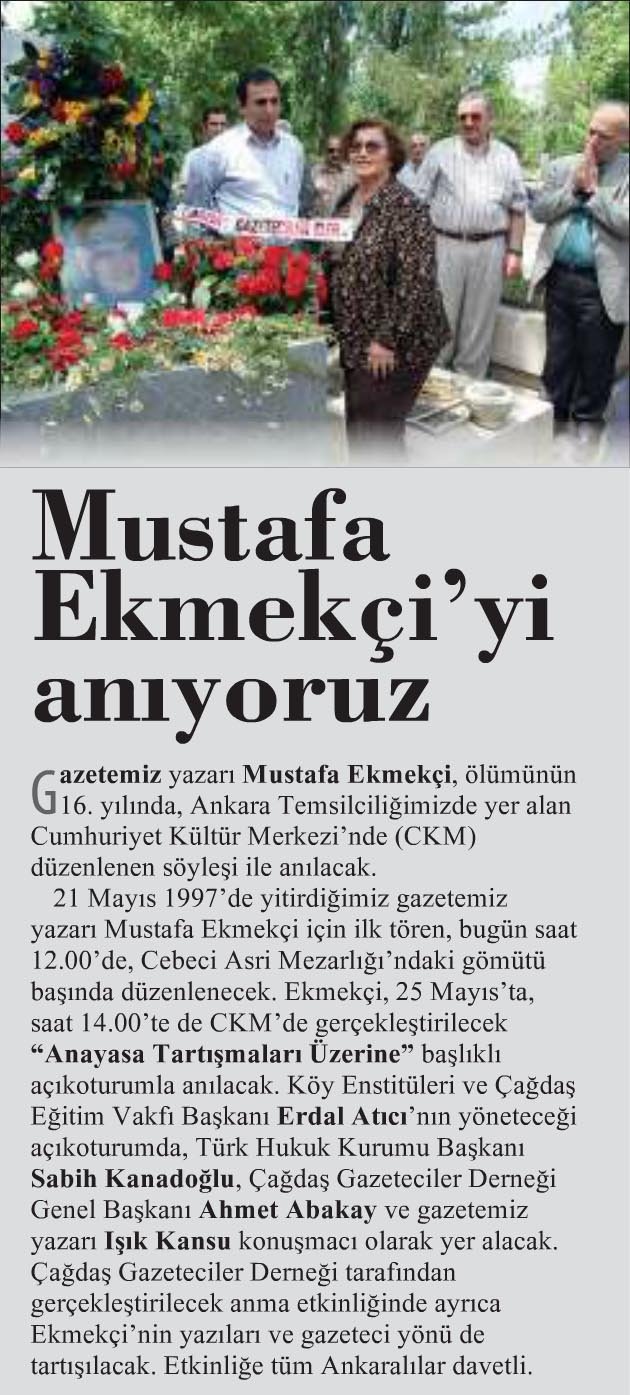Mustafa Ekmekçi’yi anıyoruz