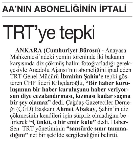 TRT’ye tepki