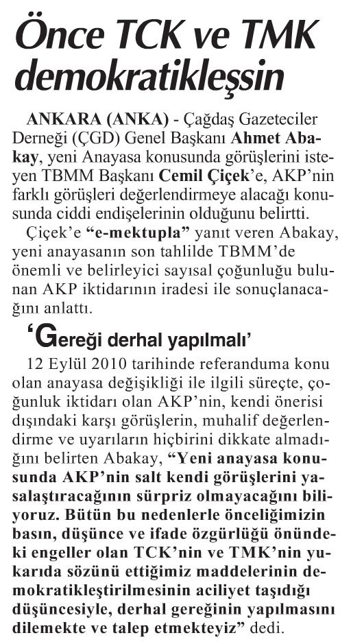 Önce TCK ve TMK demokratikleşsin