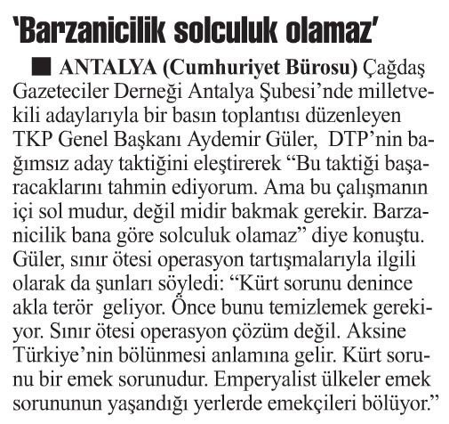 ‘Barzanicilik solculuk olamaz’