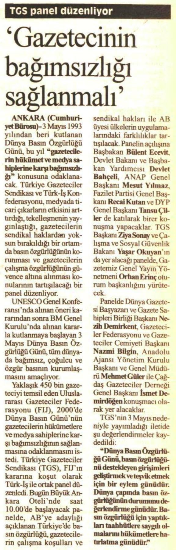 ‘Gazetecinin bağımsızlığı sağlanmalı’