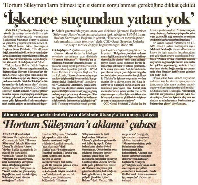 ‘İşkence suçundan yatan yok’