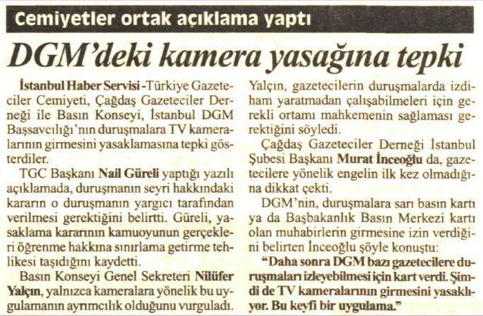 DGM’deki kamera yasağına tepki
