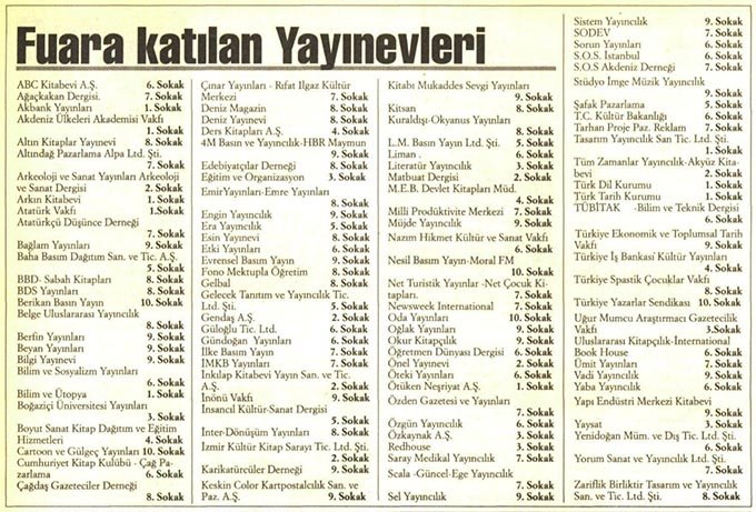 Fuara katılan yayınevleri