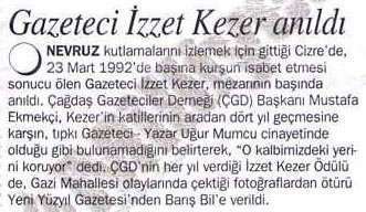 Gazeteci İzzet Kezer anıldı