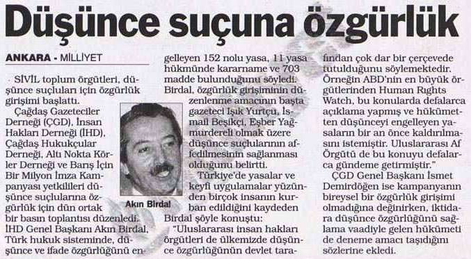 Düşünce suçuna özgürlük